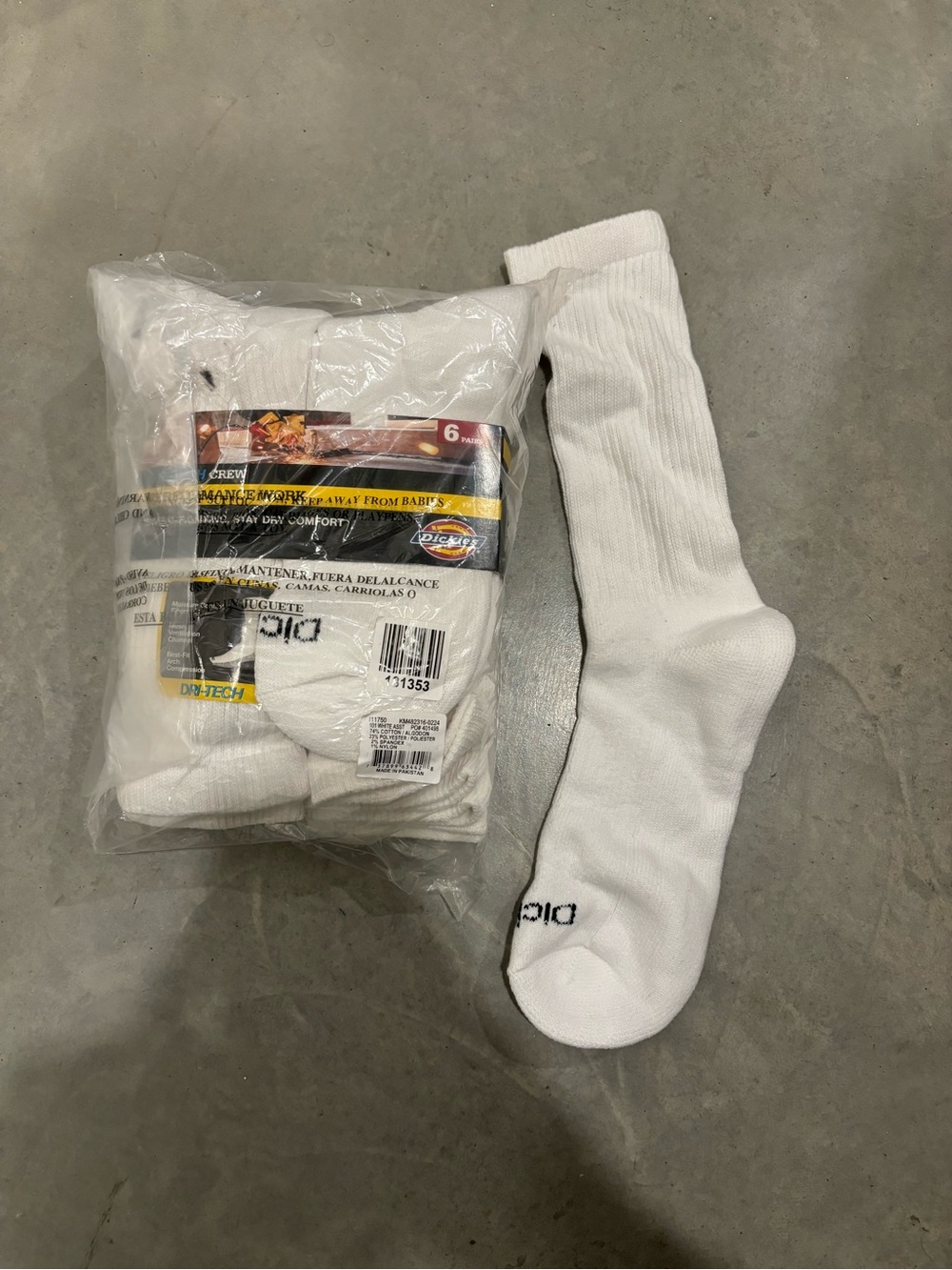 Dickies White Crew Athletic Socks - 6 Pack